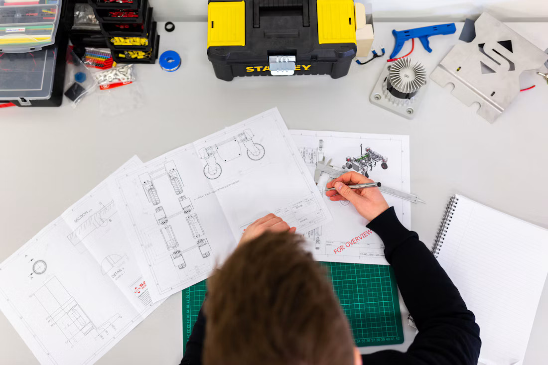 Industrial engineer working with technical inspection equipment